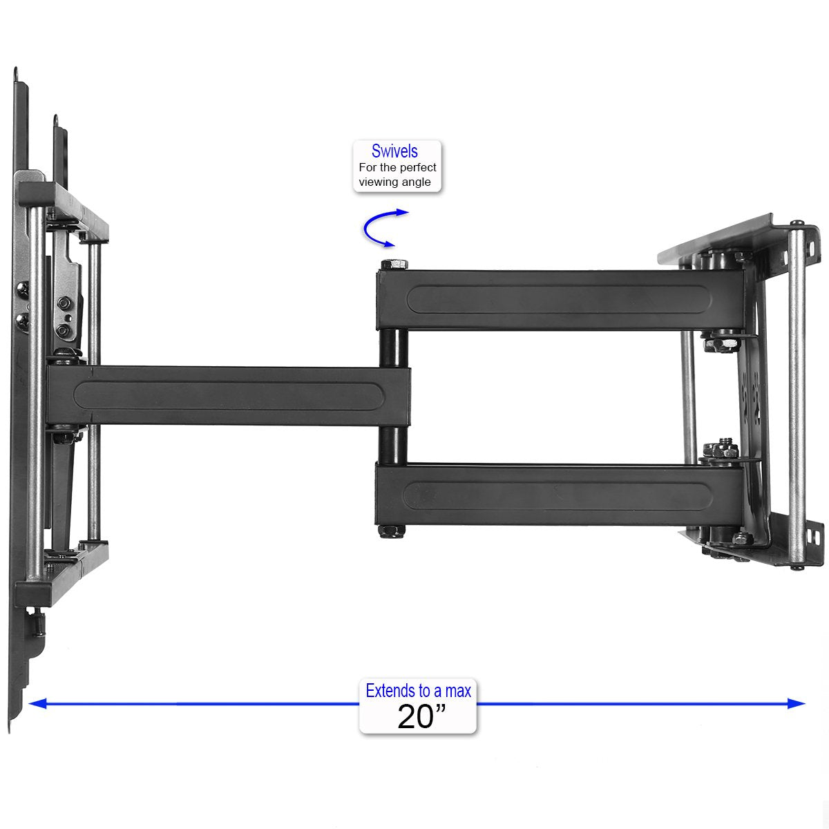 Cheetah Mounts APDAM2B Articulating Dual Arm TV Wall Mount Bracket for 32 to 65-Inch LCD, LED, Plasma, Flat Screen Monitors Bundle with Twisted Veins 10-Feet HDMI Cable and 6-Inch Level