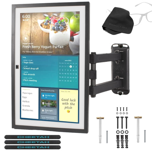 Cheetah CH-Echo Articulating Arm Wall Mount Echo Show 15 & 21, Max Weight 40lbs, Max VESA 100, 1.3" Profile, Extends to 15", Full Motion Tilt, Swivel, and Rotation