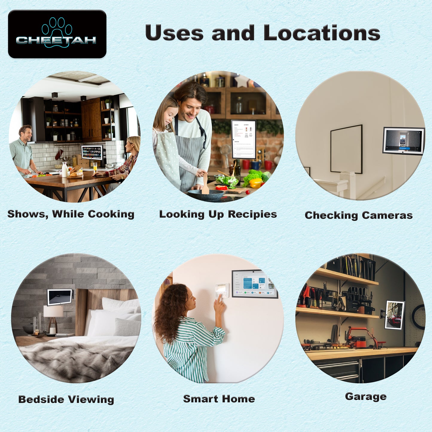 Cheetah CH-Echo Articulating Arm Wall Mount Echo Show 15 & 21, Max Weight 40lbs, Max VESA 100, 1.3" Profile, Extends to 15", Full Motion Tilt, Swivel, and Rotation